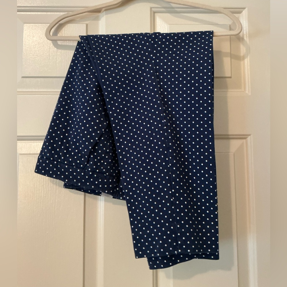Talbots Womens Navy and White Polka Dot pants with stretch
